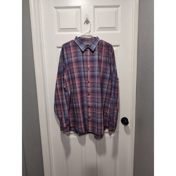 Vince Mens Shirt XXL Purple Blue Pink Plaid Regular Button Up Long Sleeve Dress‎ - Picture 1 of 5